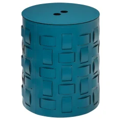 Lisbona N. 12 Cestino rotondo blu petrolio con coperchio