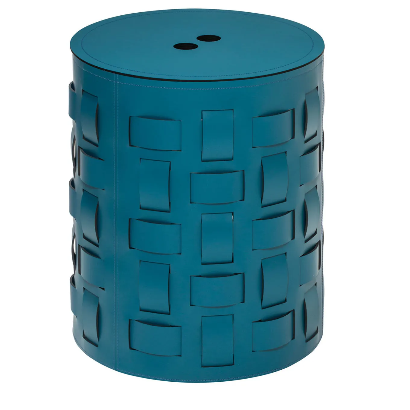 Lisbona N. 12 Cestino rotondo blu petrolio con coperchio