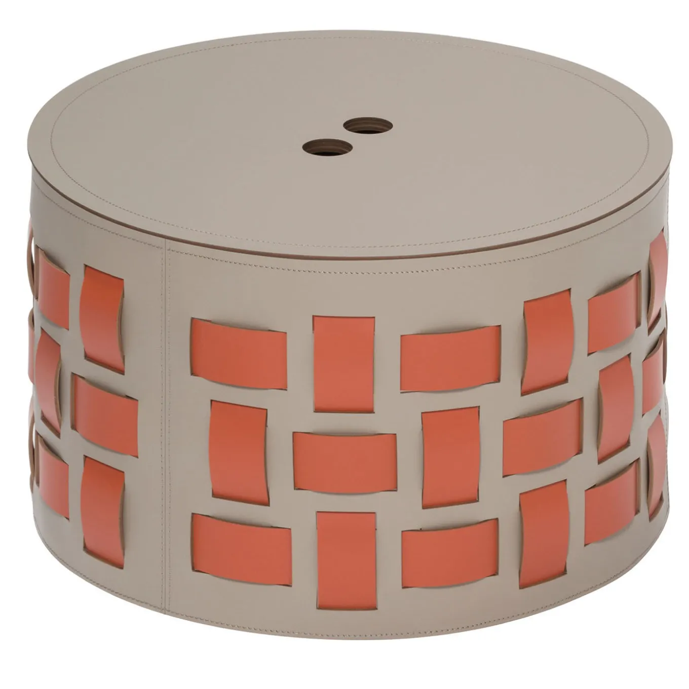 Lisbona N. 9 Cestino rotondo beige con coperchio