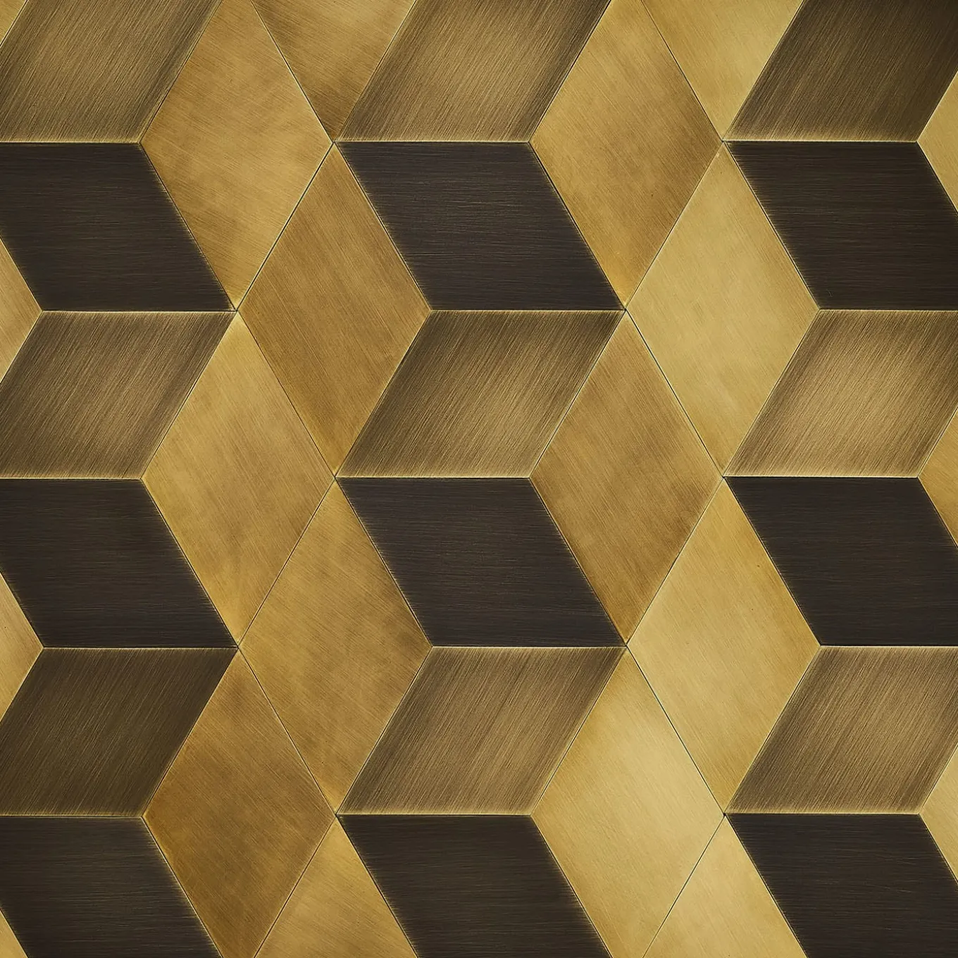 Luce 3D Set di 15 piastrelle in ottone brunito satinato