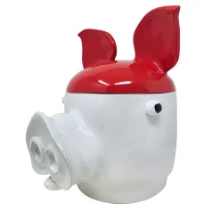 Maiale grande Contenitore con coperchio rosso e bianco