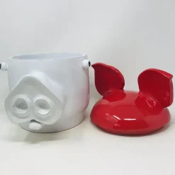 Maiale grande Contenitore con coperchio rosso e bianco
