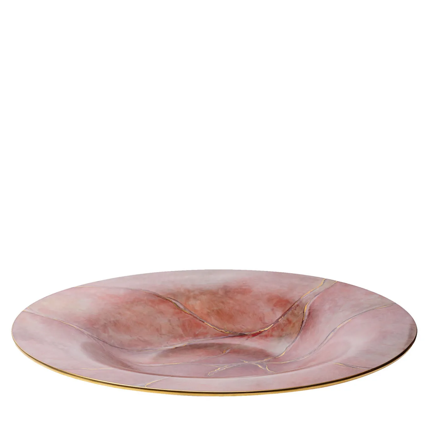 Marmo Piatto grande rosa con oro