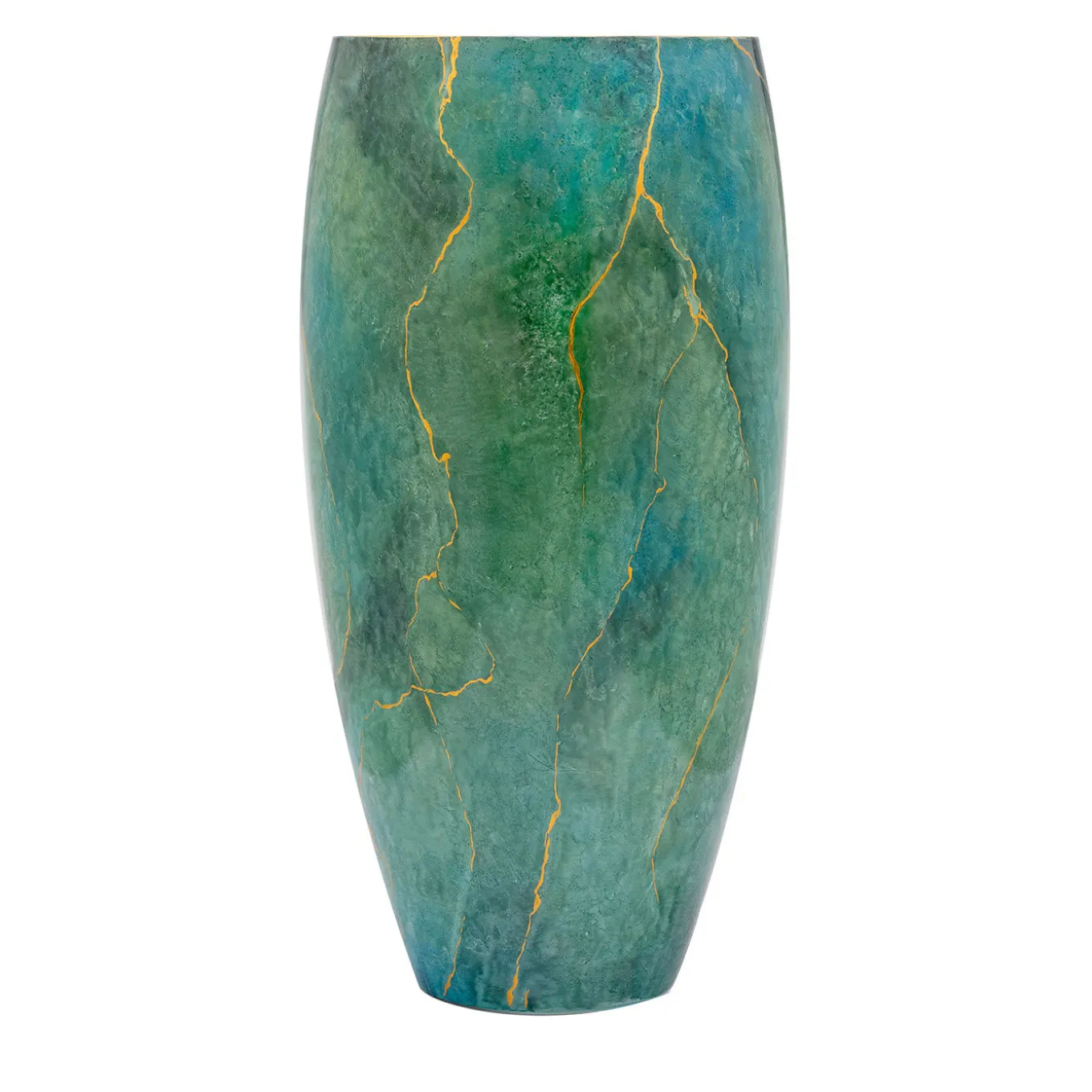 Marmo Vaso alto verde con oro