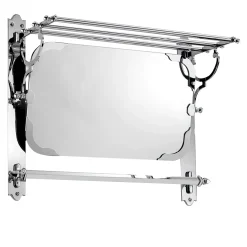 Mensola portasciugamani in argento con specchio Rack
