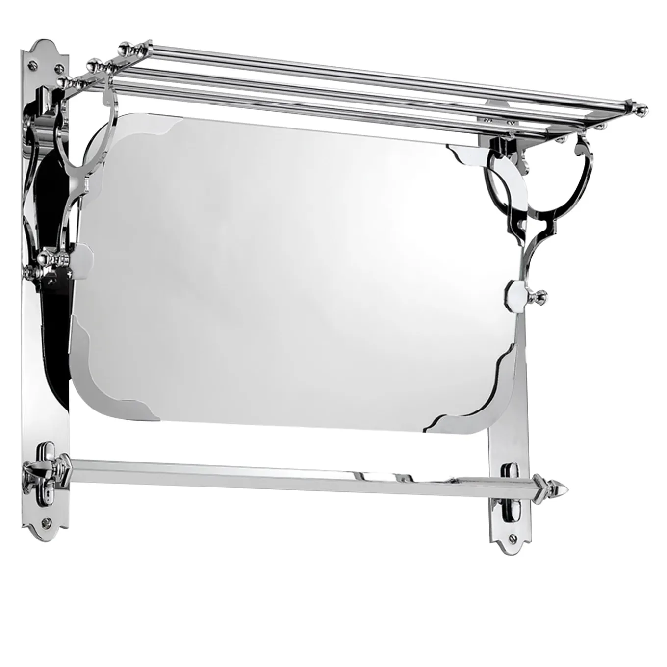 Mensola portasciugamani in argento con specchio Rack