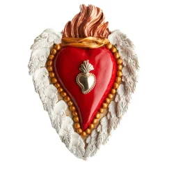 METTERE LE ALI AL CUORE IN CERAMICA BIANCA E ROSSA