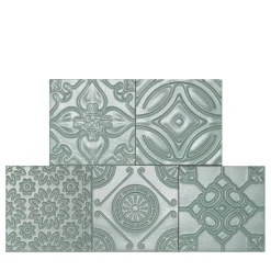 Mix Opale verde salvia Set di 24 piastrelle quadrate