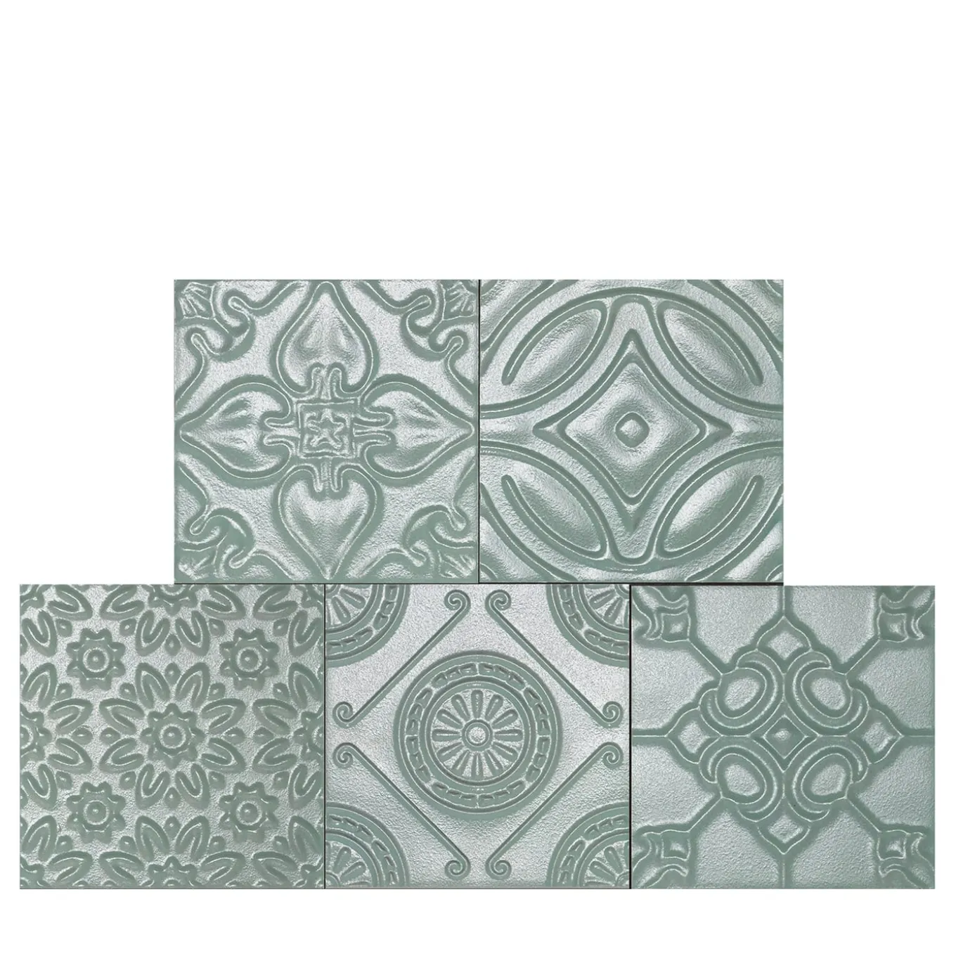 Mix Opale verde salvia Set di 24 piastrelle quadrate