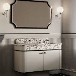 Mobile Portalavabo Liberty in Marmo Calacatta Viola e Legno Warm Gray