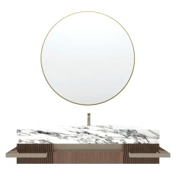 Mobiletto da bagno in marmo e legno Revival Arabescato Vagli con specchio