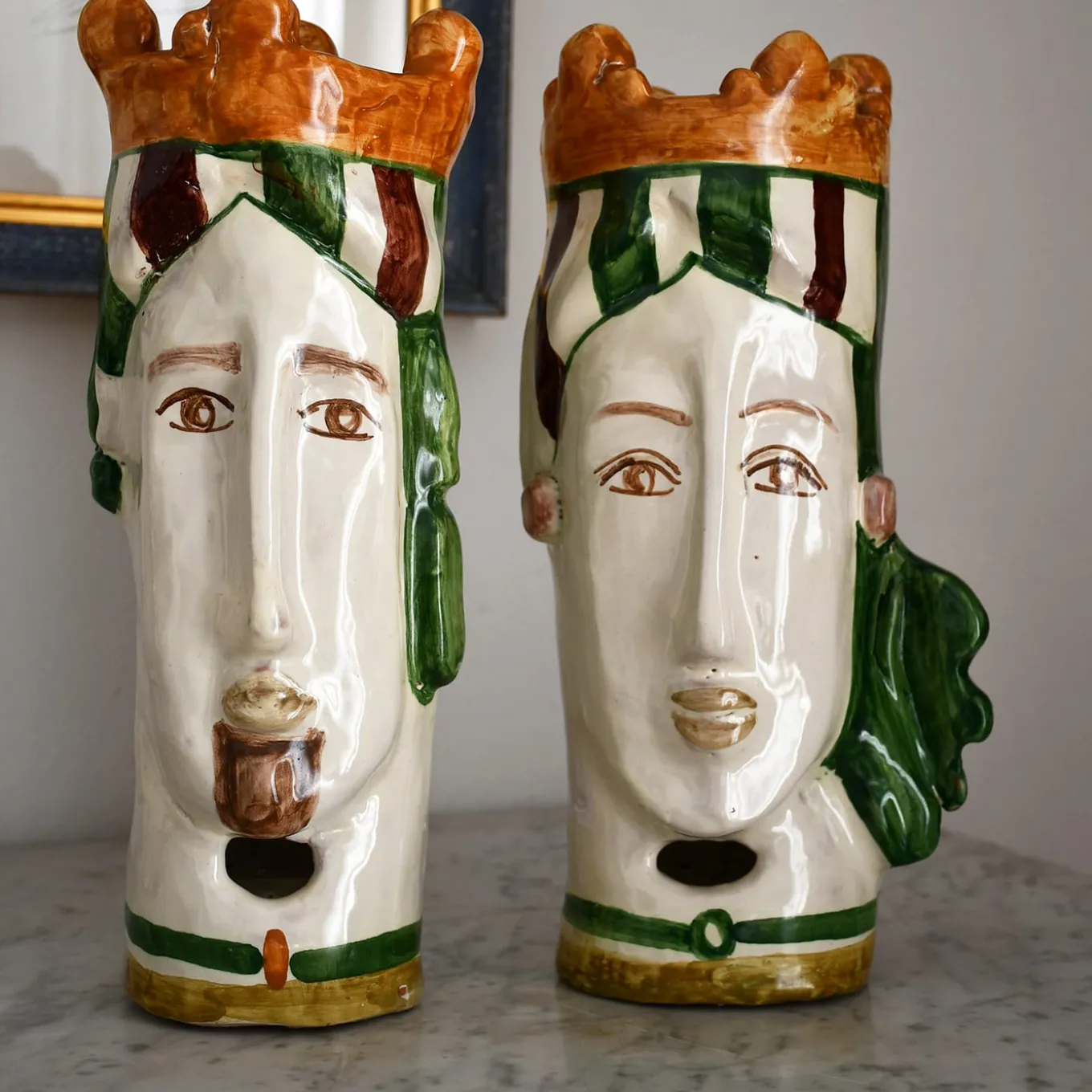 Modigliani Set di 2 teste di moro moderne policrome