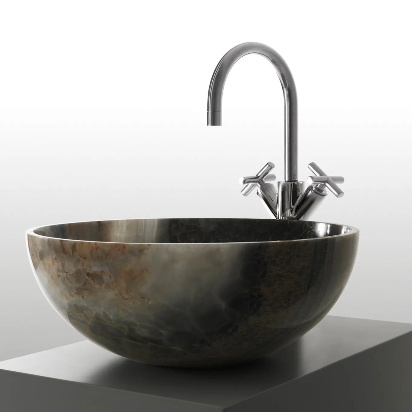 Nabhi Collection Lavabo Bowl N.4 Small in Light Sky Onyx