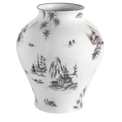 Natsumi Vaso anfora in porcellana con paesaggio giapponese h27cm