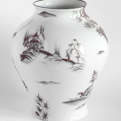 Natsumi Vaso anfora in porcellana con paesaggio giapponese h27cm