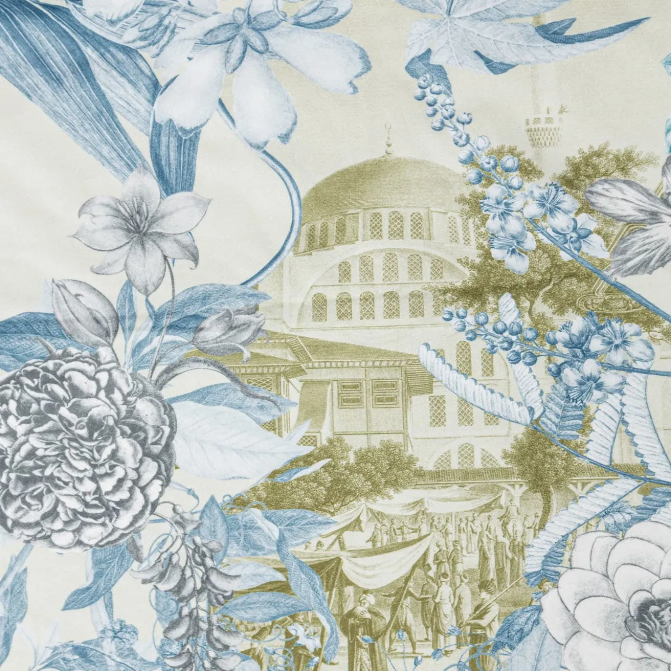 Notti D'Oriente Plaid in velluto con rami fiori e paesaggi