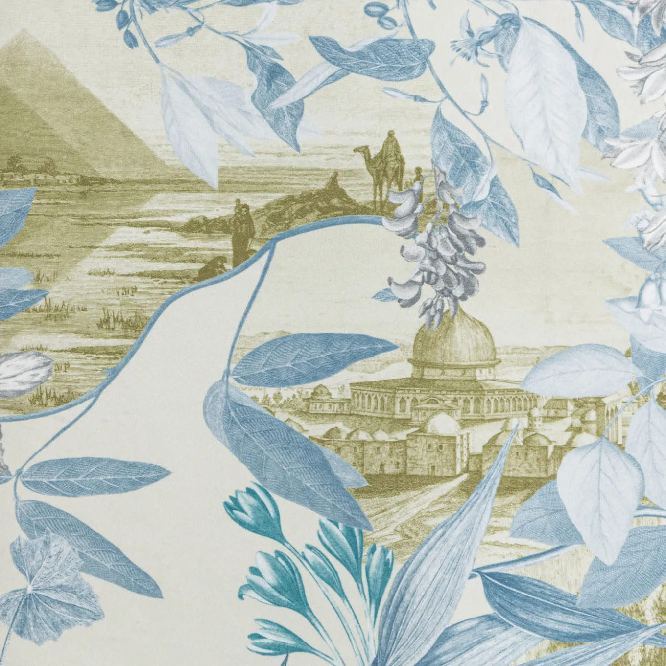 Notti D'Oriente Plaid in velluto con rami fiori e paesaggi