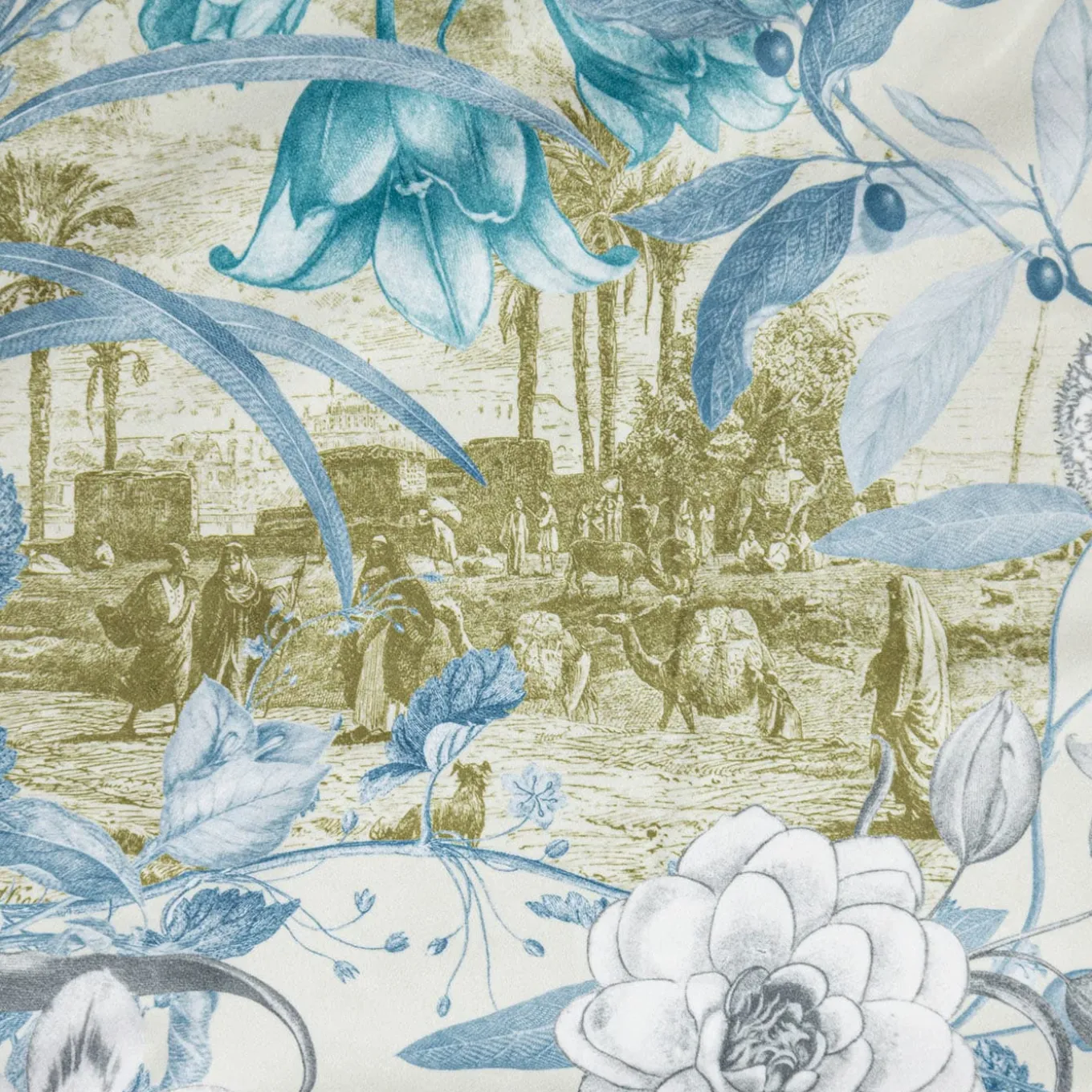 Notti D'Oriente Plaid in velluto con rami fiori e paesaggi