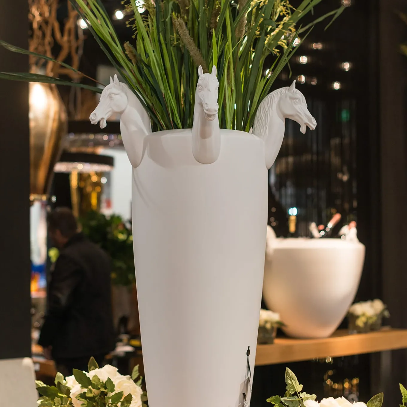 Obice Horse 5 Teste Vaso decorativo bianco