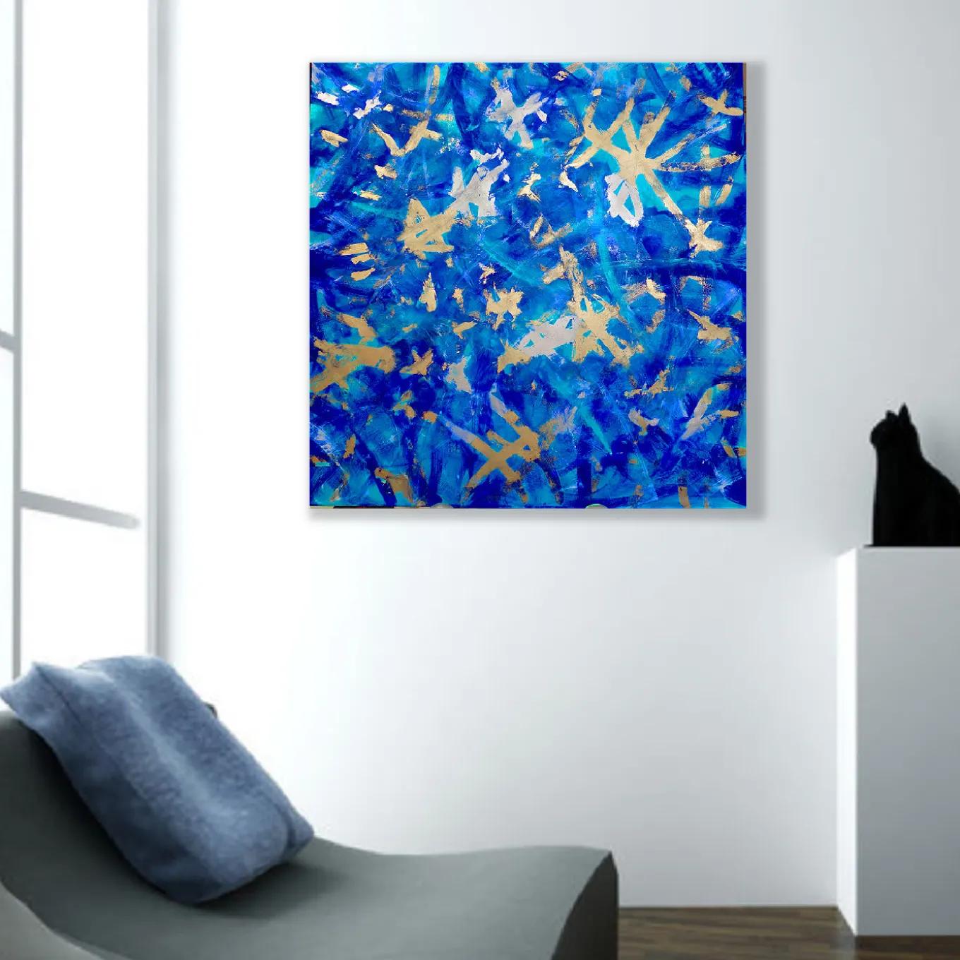 Oltre il mare Pittura acrilica in blu cobalto