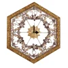 Orologio da parete ottagonale floreale dorato
