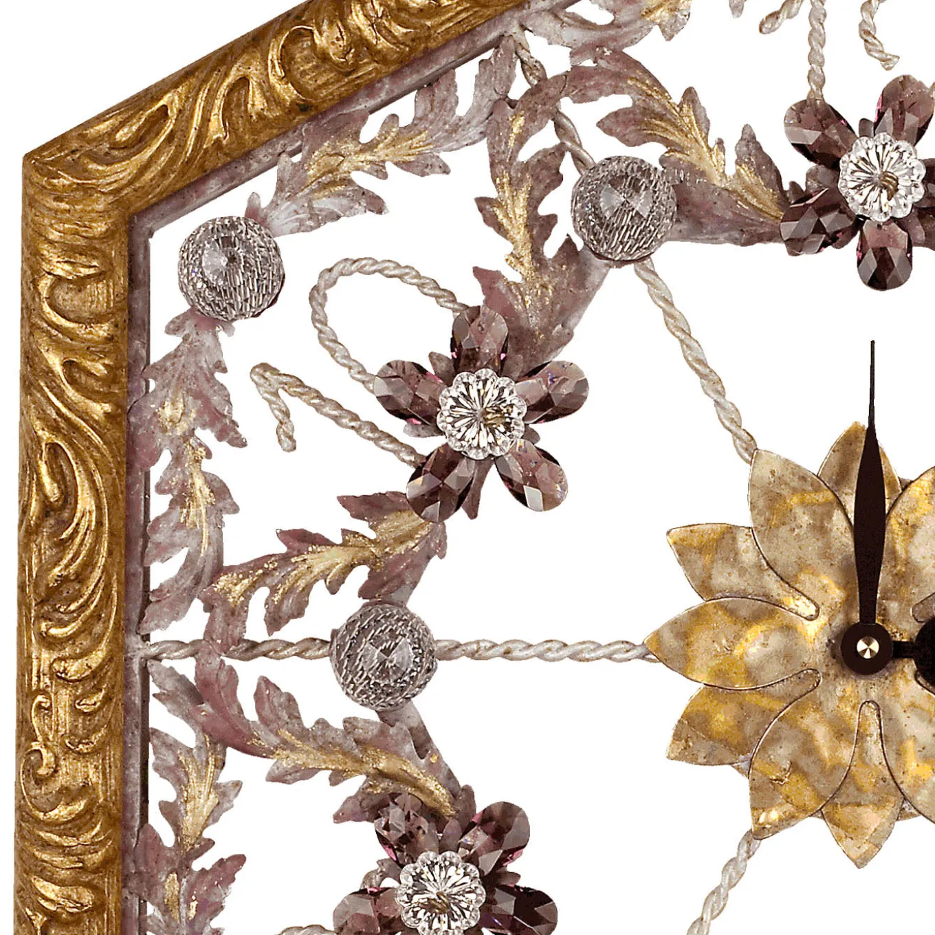 Orologio da parete ottagonale floreale dorato