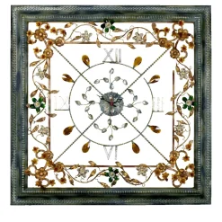 Orologio da parete quadrato floreale policromo