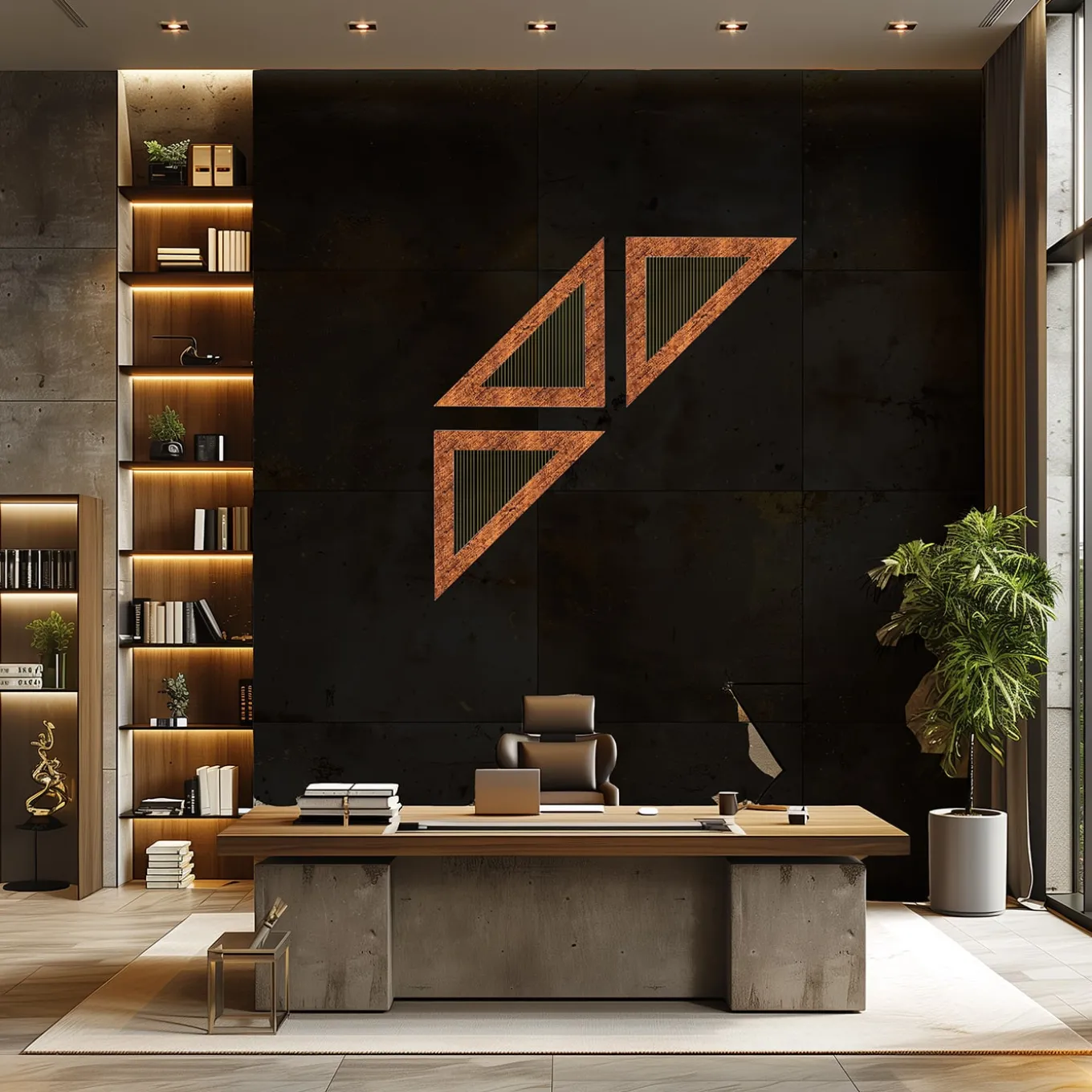 ORU Collection Decorazione murale a triangolo in travertino anticato di lusso