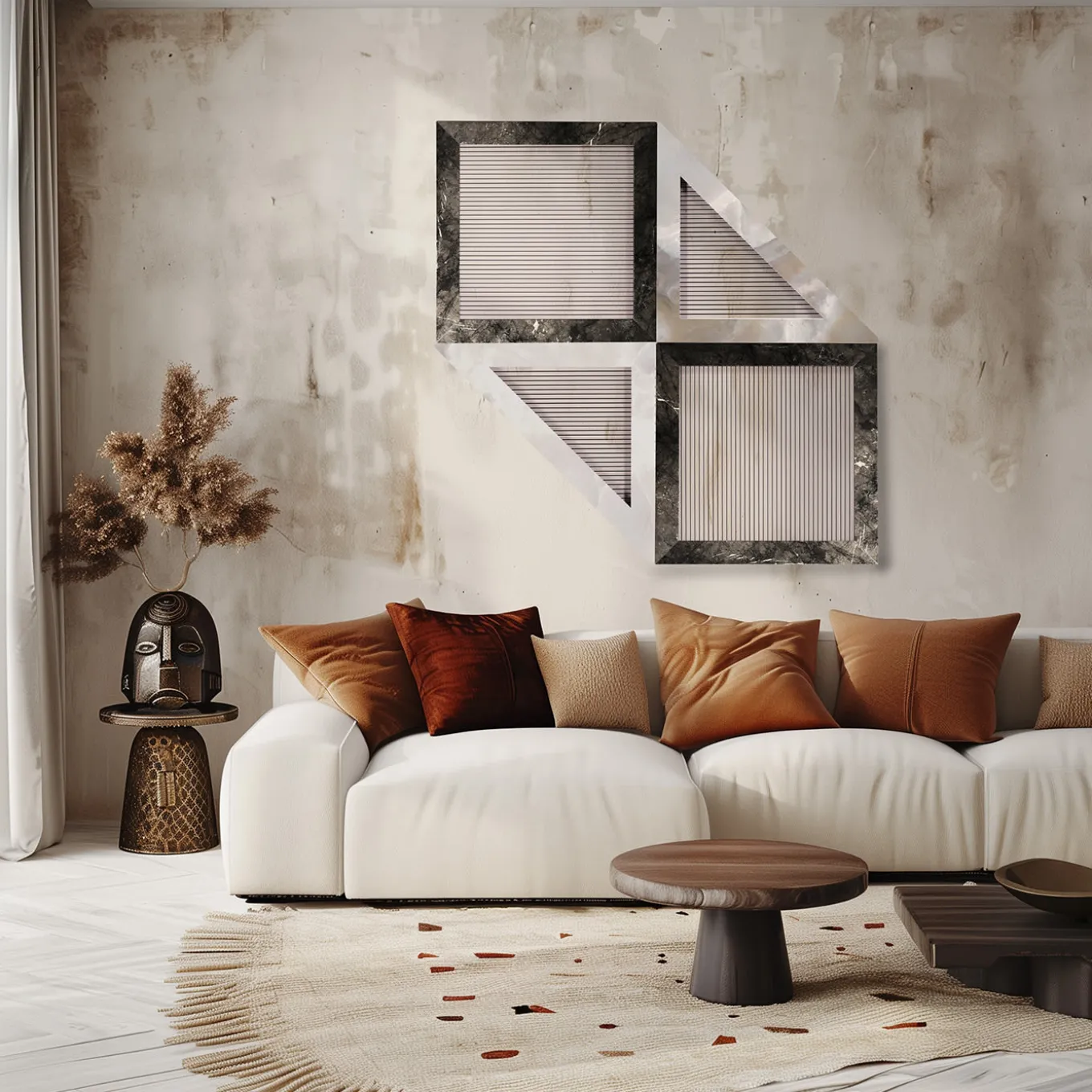ORU Collection Luxury Grigio Carnico Marmo Quadrato Decorazione da parete