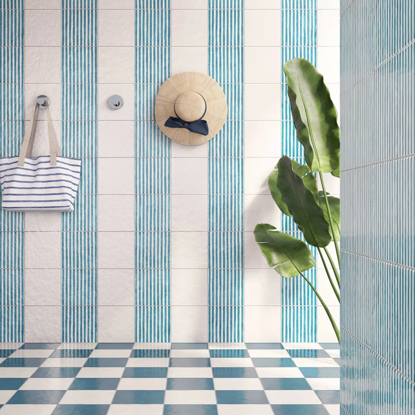 Ot Palau Pavone Pigeon-Blue Set di 24 piastrelle quadrate