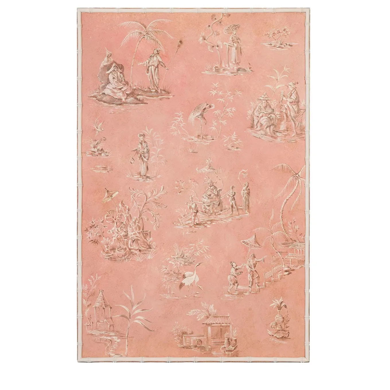 Pannello Bellini in Bambù Rosa con Motivo Chinoiserie
