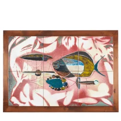 Pannello Decorativo in Ceramica a 6 Piastrelle "Pesci nel Mediterraneo"