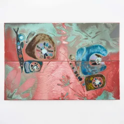 Pannello Decorativo in Ceramica a 2 Piastrelle "Farfalle nel Mediterraneo"