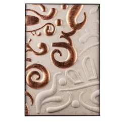 Pannello decorativo in marmo Crema Tunisi e foglia di rame Caltagirone