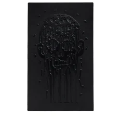 Pannello Decorativo Volto Sfigurato in Pelle Nera