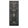Pannello in legno blu con decorazioni dipinte a mano