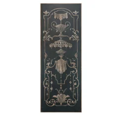 Pannello in legno blu con decorazioni dipinte a mano