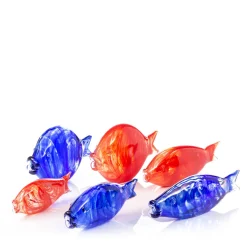 Pesce medio in vetro di Murano blu