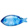 Pesce stilizzato in vetro di Murano blu medio