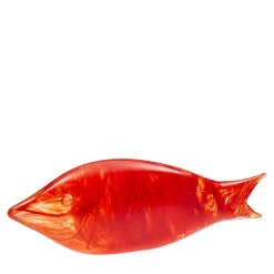 Pesce stilizzato medio in vetro di Murano rosso