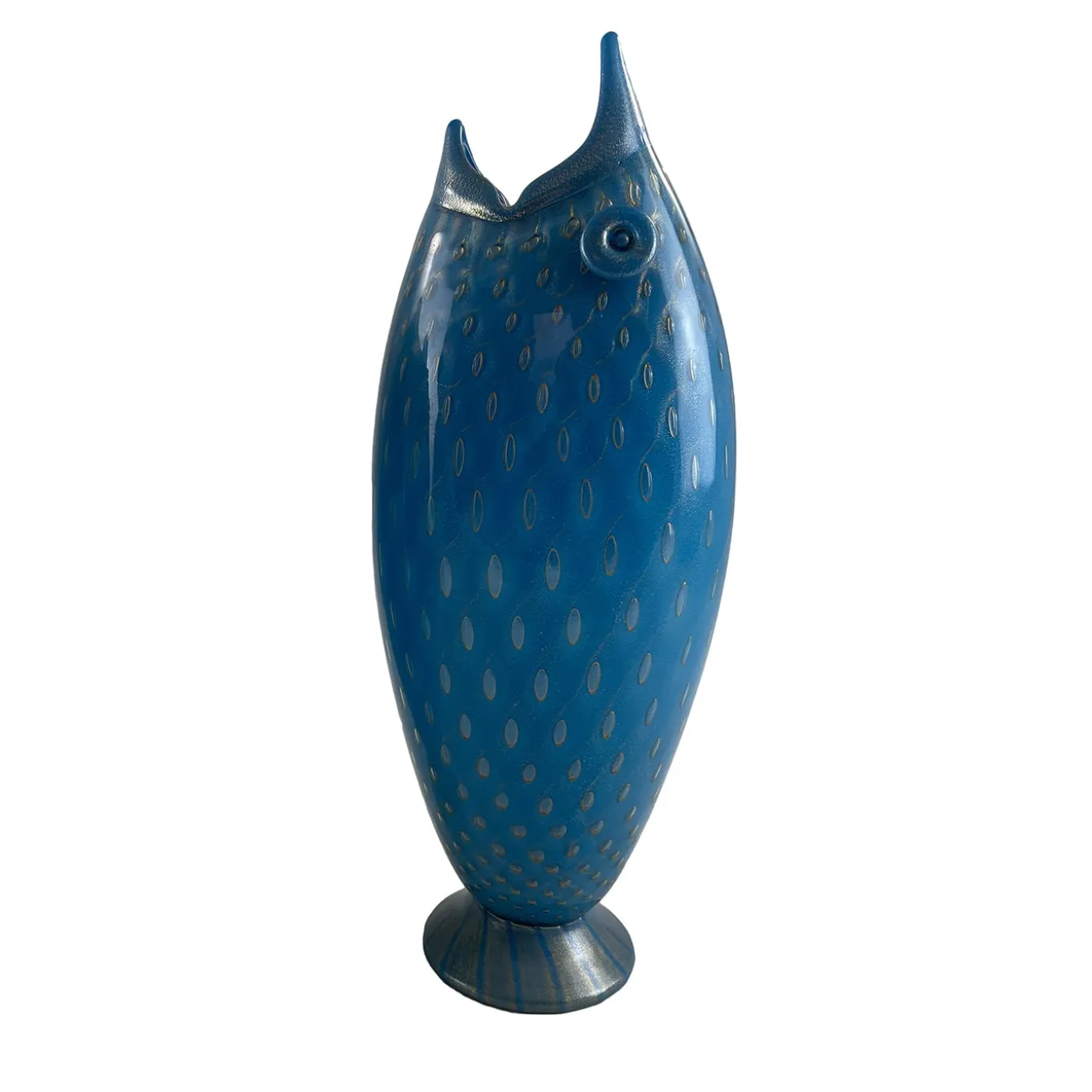 Pesce Vaso zoomorfo in vetro blu