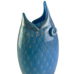 Pesce Vaso zoomorfo in vetro blu