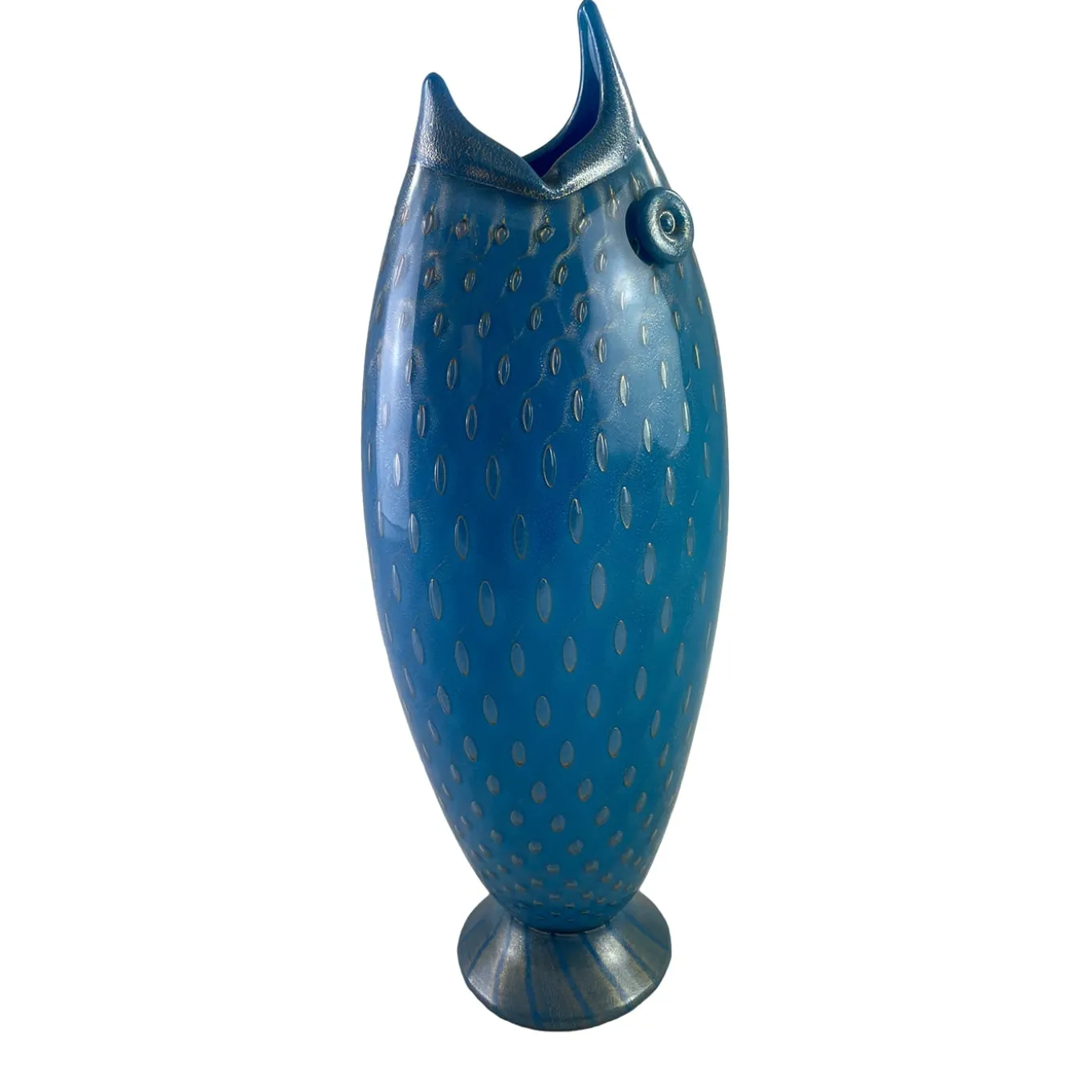 Pesce Vaso zoomorfo in vetro blu