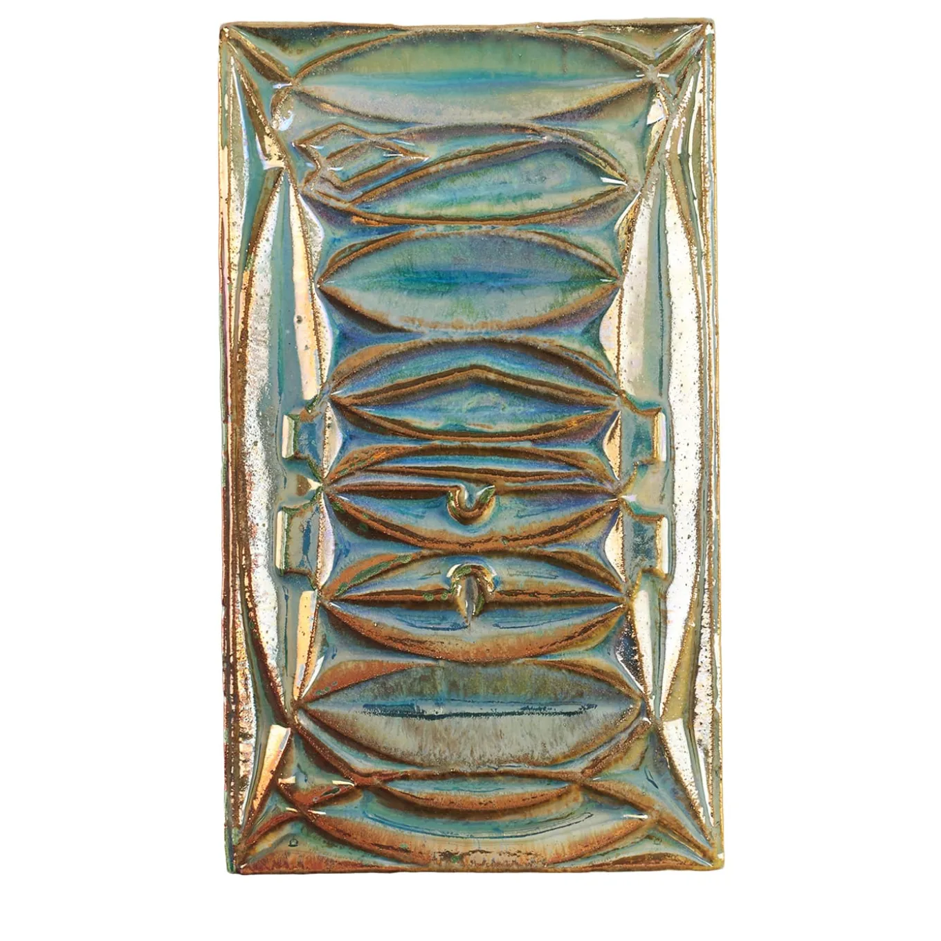 Piastrella Decorativa Rettangolare in Ceramica con Lustro Verde