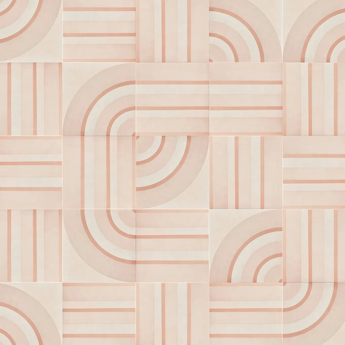 Piastrella Geometrie D’Ombra In Ceramica Rosa Cipria Motivo A Linee
