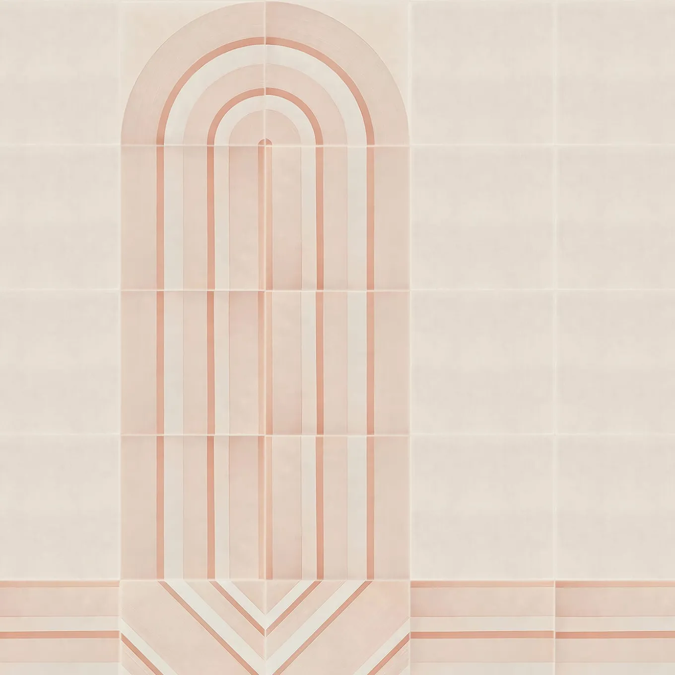 Piastrella Geometrie D’Ombra In Ceramica Rosa Cipria Motivo A Linee