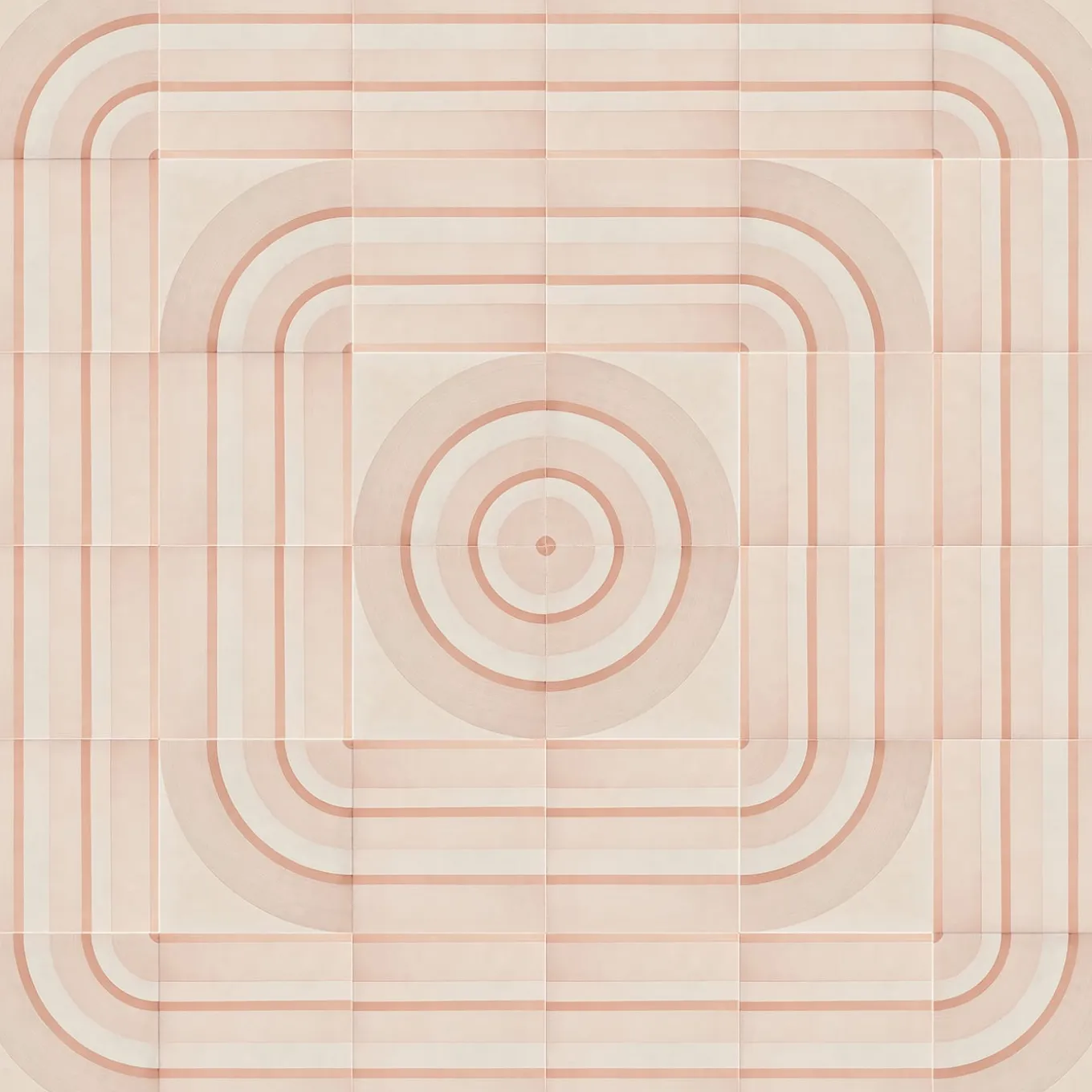 Piastrella Geometrie D’Ombra In Ceramica Rosa Motivo Circolare