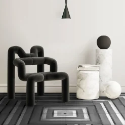 Piastrella Geometrie D’Ombra In Ceramica Nero Carbone Motivo Quadrato