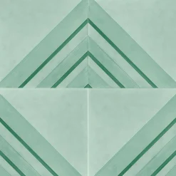 Piastrella Geometrie D’Ombra In Ceramica Verde Rame Motivo Triangolare
