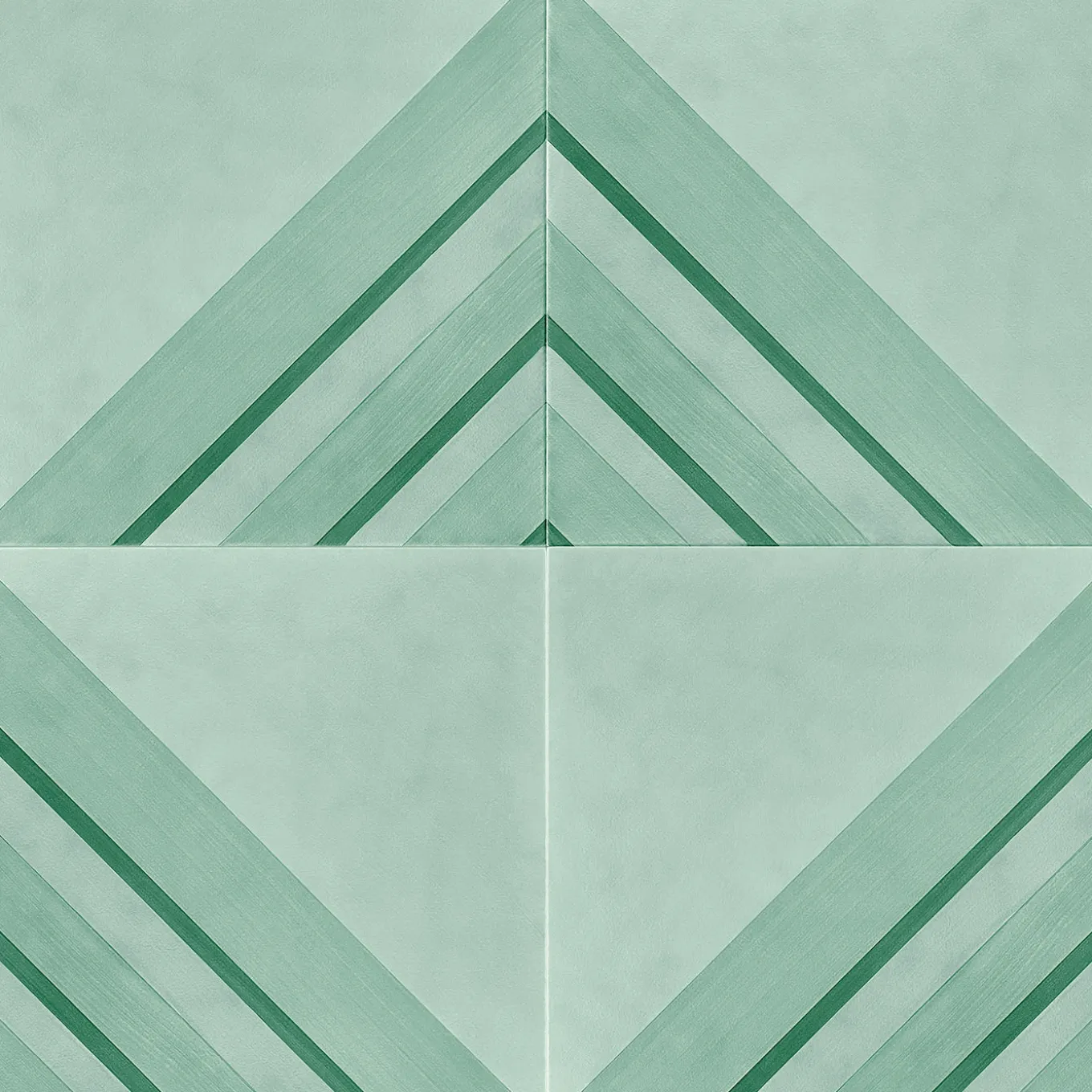 Piastrella Geometrie D’Ombra In Ceramica Verde Rame Motivo Triangolare